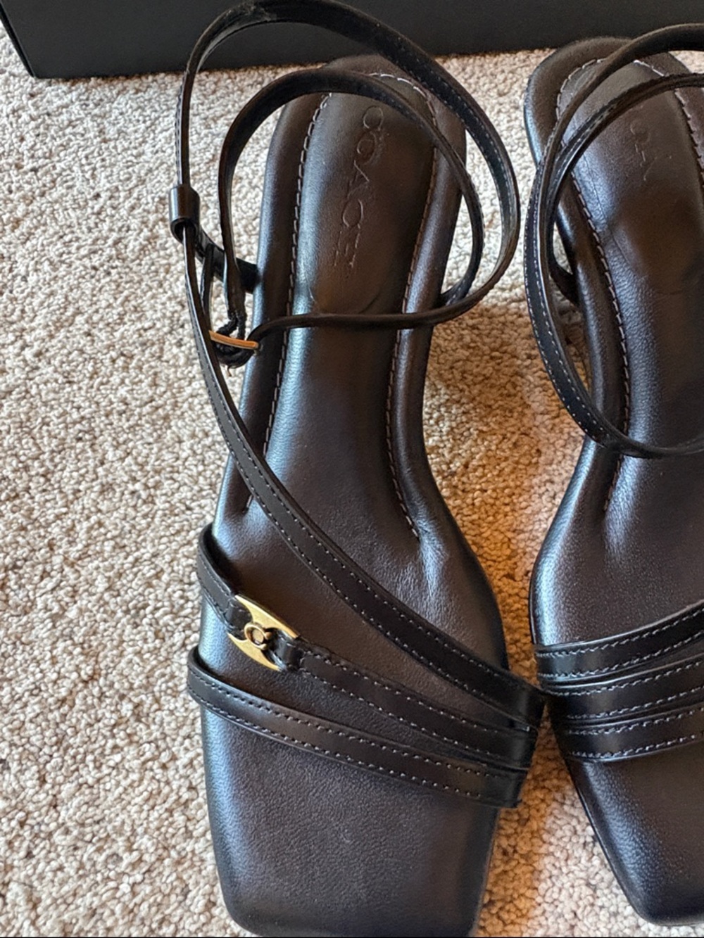 Coach Black Leather Cait Sandals Size 5 1/2 - Picture 5 of 6